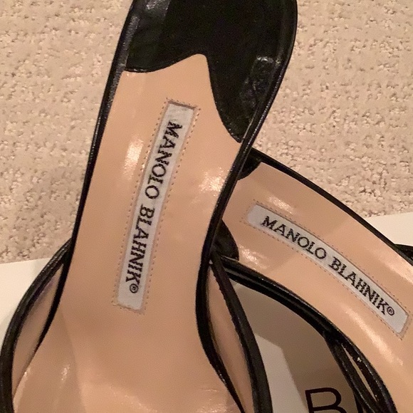 Manolo Blahnik ladies black and white textured zebra slide - Picture 3 of 6